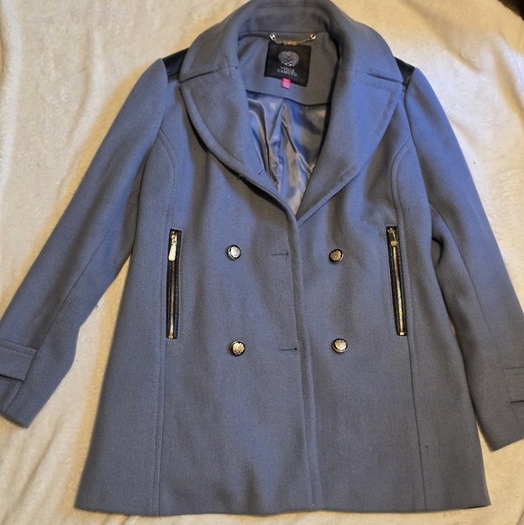 VINCE CAMUTO Women's Elegant Blue Wool Blend Double Breasted Coat Jacket Clean! - Picture 1 of 4